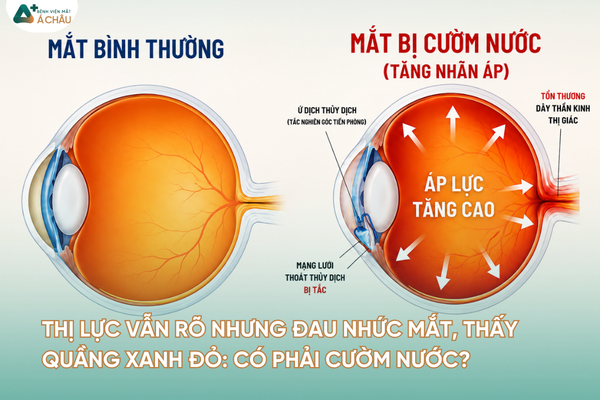 [HỎI ĐÁP CHUYÊN GIA] THỊ LỰC VẪN RÕ NHƯNG ĐAU NHỨC MẮT, THẤY QUẦNG XANH ĐỎ: CÓ PHẢI CƯỜM NƯỚC?
